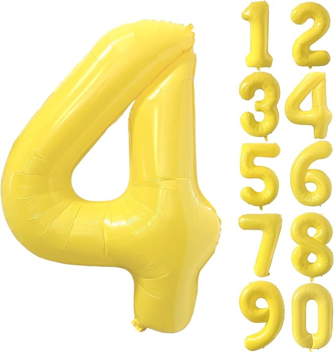 40 inch Yellow Number Balloon Giant Foil Helium Balloons Number 4 Balloon by Yeodong