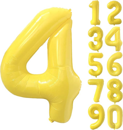 40 inch Yellow Number Balloon Giant Foil Helium Balloons Number 4 Balloon by Yeodong