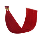 YoungSee Itip Human Hair Extensions Red I Tip Hair Extensions Human Hair Red 16Inch 40s 25g Itips Hair Extension Real Human Hair Cold Fusion Hair-Extension Colored for Party Highlights