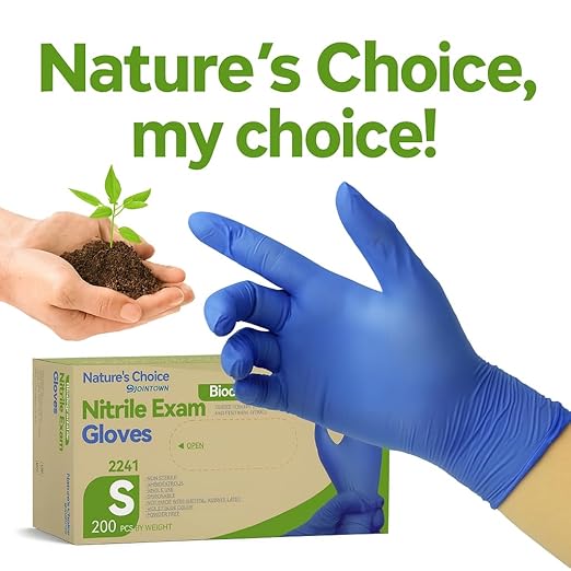 Jointown Biodegradable Nitrile Exam Gloves, Disposable Medical Surgical Gloves, Violet Blue Nitrile Glove, Latex Free, Food Safe, 1000 Count, XSmall