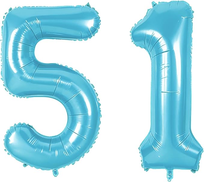 Number 51 Balloons for 51st Birthday Party Decorations, 0-100 Large No.51 by Joycard
