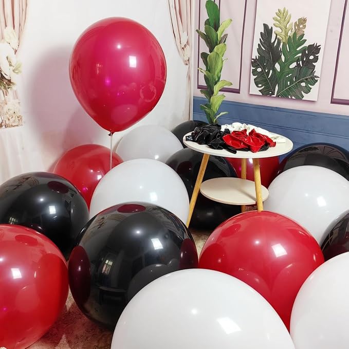 90 Pack 18 inch Red Black White Balloons 30 of each of the 3 colors Red White - Image 5