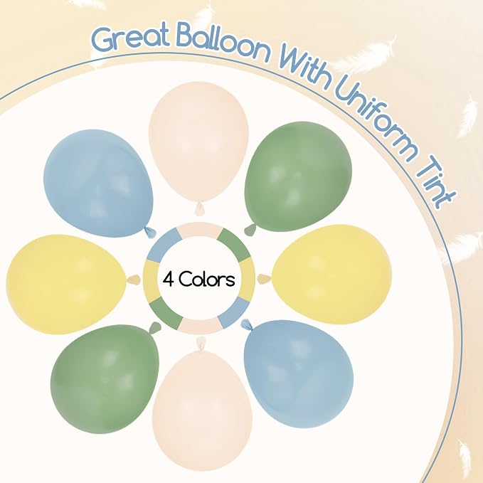 60pcs 12inch Sage Green Dusty Blue Pastel Yellow Balloons, Nude Blue and Green - Image 3
