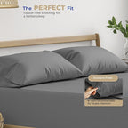 THREAD SPREAD 100% Cotton King Size Pillowcases Sets of 2-400 Thread Count Cotton Pillow Cases, Ultra Soft Cool Sateen Weave King Pillow Cases, Set of 2 Pillow Covers for King Pillows (Dark Grey)