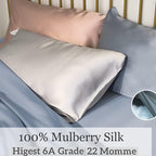 Premium Natural Mulberry Silk Pillowcase for Hair and Skin Made in USA, 22 Momme 6A Silk Pillow Cases Standard Size with Zipper, Ideal for Women's Beauty Sleep, 1 Pc 20"x26" (Standard, Blue Grey)