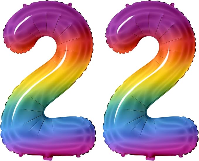 Number 22 Balloons for 22nd Birthday Party Decorations, 0-100 Large No.22 by Joycard