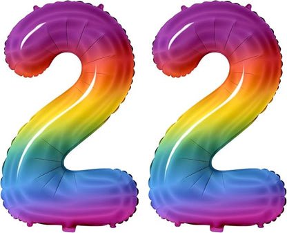 Number 22 Balloons for 22nd Birthday Party Decorations, 0-100 Large No.22 by Joycard