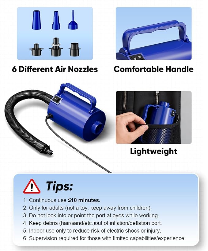 Electric Air Pump with Hose for Inflatables, High Power Inflator Deflator Blow - Image 7