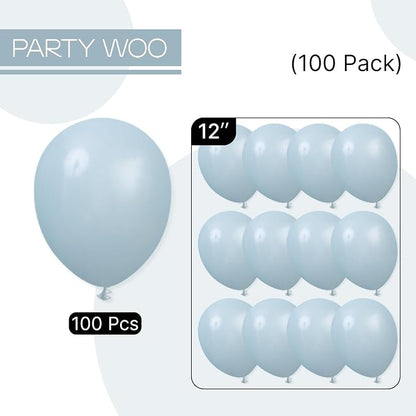 PartyWoo Dusty Blue Balloons 100pcs Light Blue Aqua Boho Color | 12 Inch - Image 7