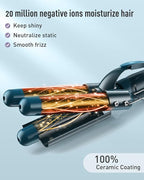 Waver Curling Iron Wand - BESTOPE PRO 5 in 1 Curling Wand Set with 3 Barrel Hair Crimper for Women, Fast Heating Crimper Wand Curler in All Hair Type - Green