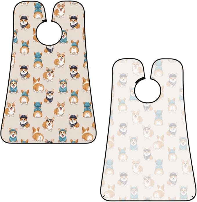 Waterproof Grooming Apron, Non-Stick Beard Bib with Suction Cups, for Cute Dogs Funny Welsh Corgi