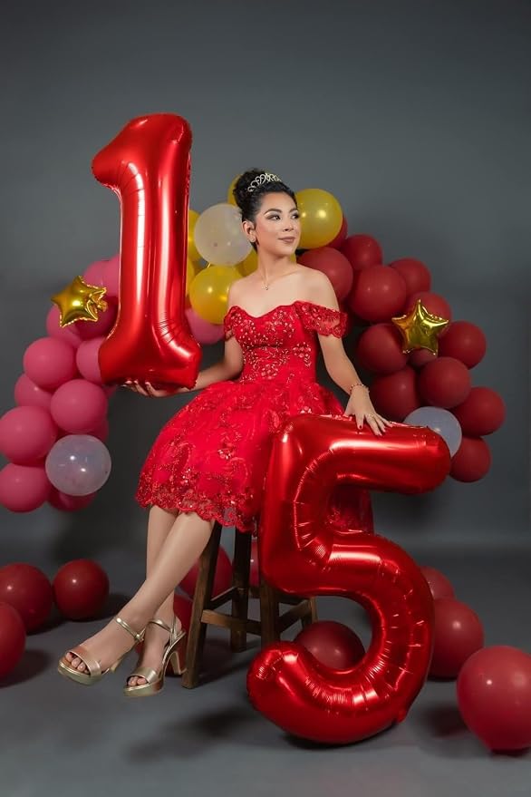 15 Balloon Number 40 Inch Red Balloons - Image 2