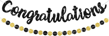 BEISHIDA Congratulations Banner Black 2026 Graduation Banners, Grad Congrats by Beishida
