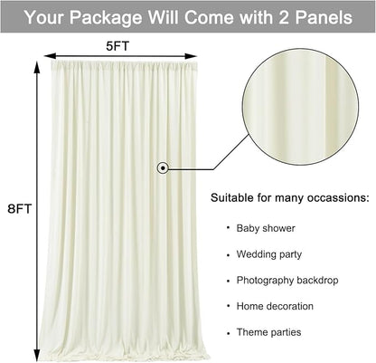 10 ft x 8 ft Wrinkle Free Ivory Backdrop Curtain - Image 5
