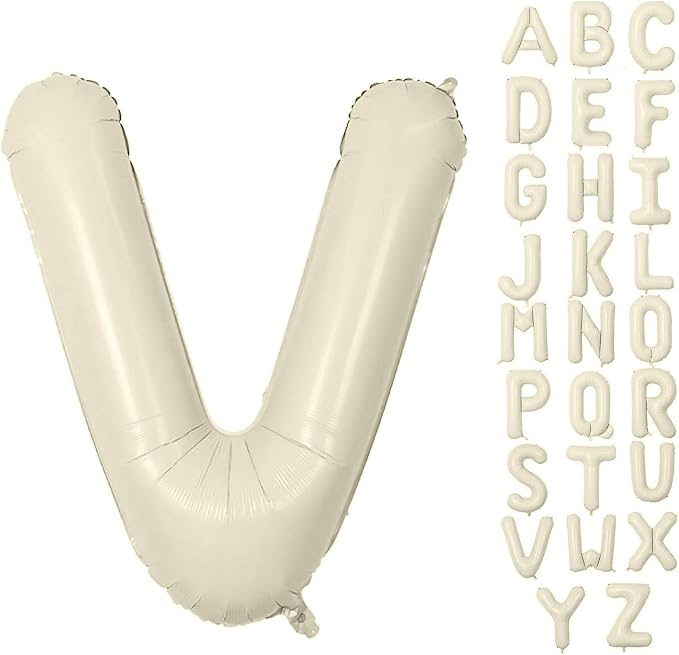Letter Balloon 40Inch Cream White Big Alphabet Balloons Letter V | Giant Foil by YUNSHANGMO