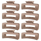 TOCESS Hair Claw Clips for Women - 8PK Large Neutral Matte Square Jumbo Hair Clips for Thick, Thin, Long, Short, Curly Hair Girls, Big Jaw Clip Set for Daily Use (Camel Khaki)