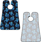 Adjustable Beard Bib, Non-Stick Hair Catcher Cape for Men's Shaving, Waterproof with 2 Suction Cups, Blue Fire Flame Dragon Shave Bib