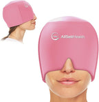 Migraine Relief Cap Ice Head Wrap Headache and Migraine Hat | Headache Relief with Hot/Cold Gel Head Ice Pack with Face and Eye Headache Mask Compress, Pink