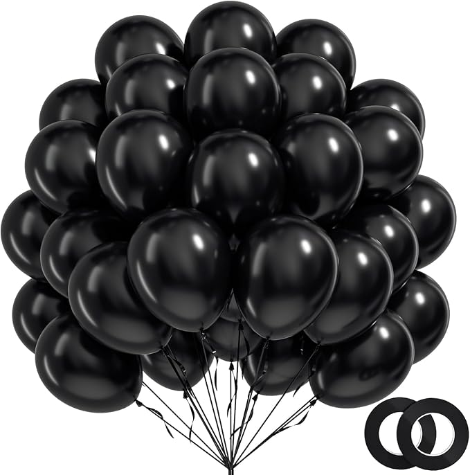 100pcs 12inch Black Balloons by BAUANOOY