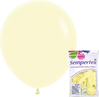 Sempertex Round Pastel Matte Yellow Balloons, 18 Inch, Graduation, Baby Shower by Sempertex
