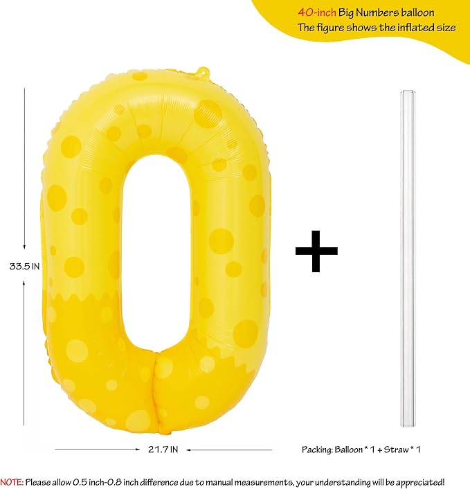 40in Yellow Polka Dot Number 0 Helium Foil Polyester Film Balloon Digital 0 | - Image 2