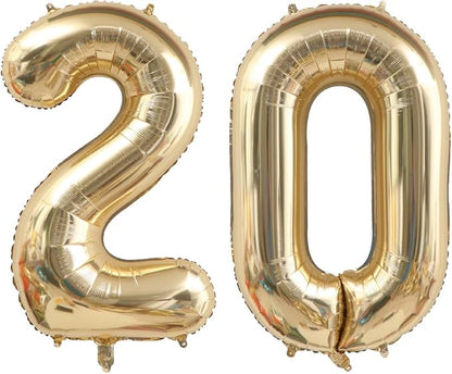Light Gold 20 Number Balloons 40 Inch White Gold Giant 20 Foil Mylar Helium | by ANGEL+Q+HOUSE