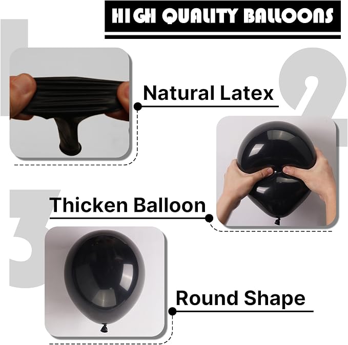 PartyWoo Black Balloons 100pcs Matte Black Latex Helium Balloons 5 Inch | - Image 6