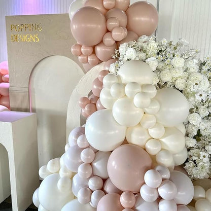 Pastel Pink and White Balloons, 12 Inch 35PCS Light Baby Pink Beige Cream White - Image 6