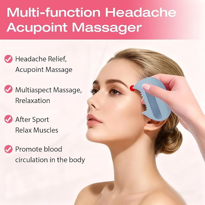 Relief Head & Body Acupressure Massager - Flexible Silicon Tool for Headache, Neck, Shoulder, Leg Pain, Muscle Fatigue & Circulation Boost - Post-Workout Recovery & Full-Body Massage (Blue)
