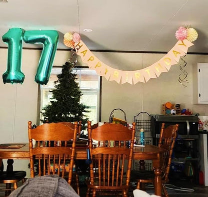 7 Balloon Numbers Party Decorations, 40In Blue-green Balloons - Image 3
