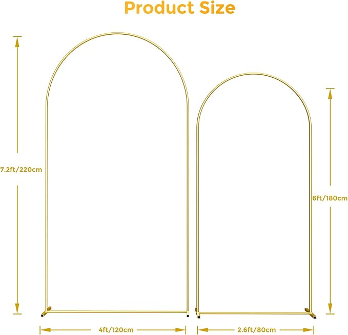 Metal Arch Backdrop Stand, 7.2FT+6FT Wedding Arch Frame, Balloon Arch Backdrop - Image 4