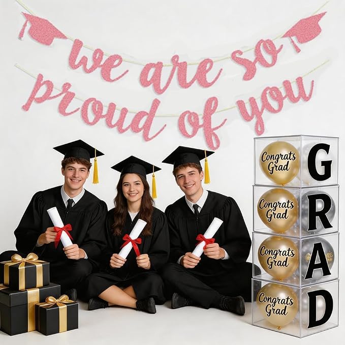 2026 Graduation Banners Party Decorations Rose Gold Glitter Grad Banners | - Image 2