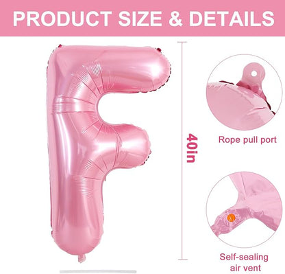 TONIFUL 40 Inch Large Pink Letter F Balloons Giant Foil Mylar Alphabet Balloon - Image 2