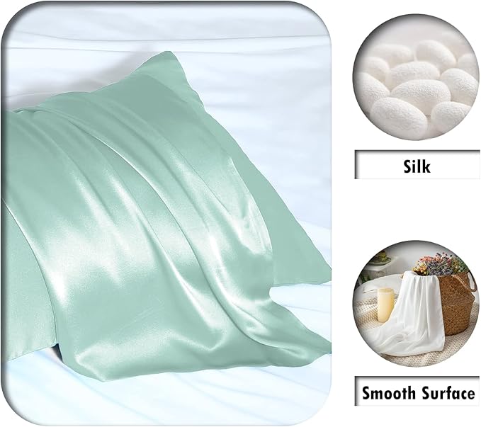 Silk Pillowcase for Hair and Skin,Soft,Breathable and Sliky Silk Pillowcases King Set of 2,Both Sides Natural Mulberry Silk Pillow Cases with Hidden Zipper(King Size 20"X 36",2pcs)