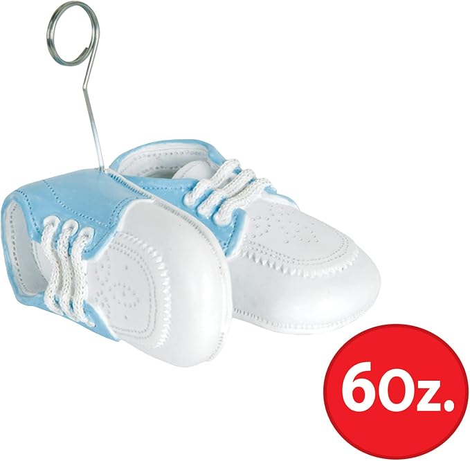 Beistle Set of 3 Blue Baby Shoes Photo/Balloon Holders, 6 oz- Boy Baby Shower - Image 2