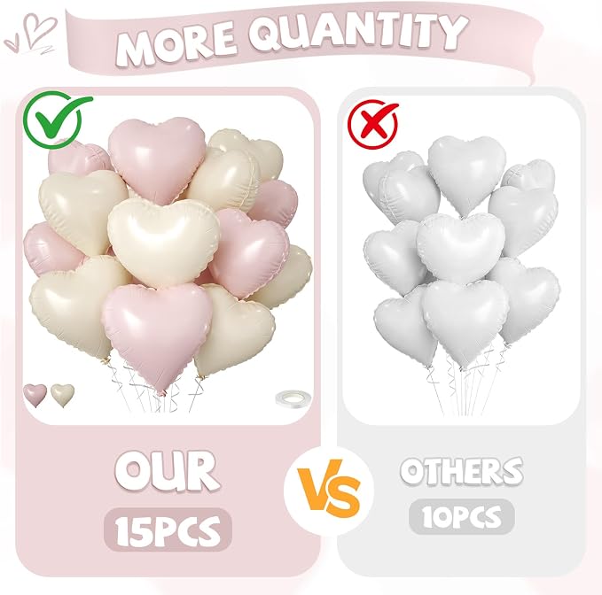 Pink Cream Heart Balloons - Image 3