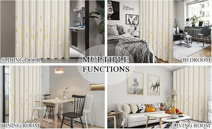 Cream Beige Curtain for Sliding Door 100W x 108L Inch Long Unique Gold Tree - Image 9