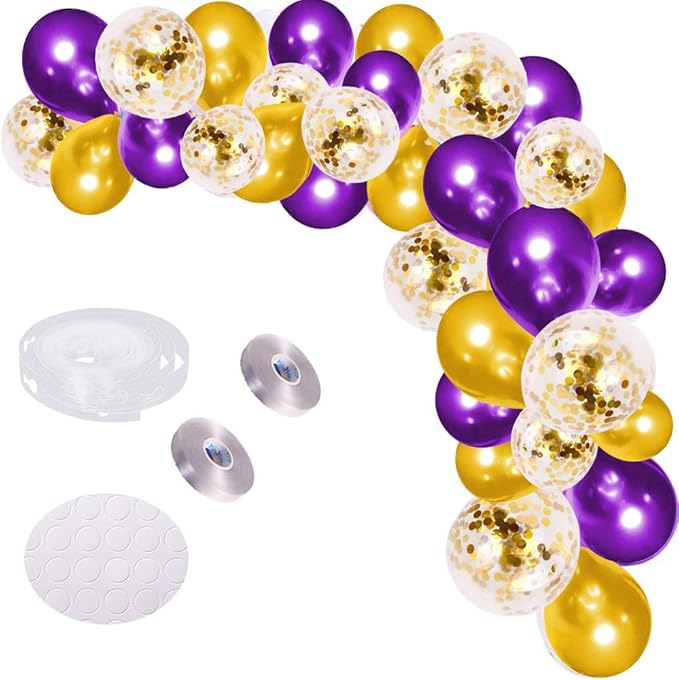 Purple Gold Balloon Garland Arch Kit by PASOCON