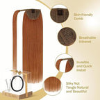 Ve Sunny Hair Extensions Ponytail Real Human Hair Wrap Around Clip in Ponytail Hair Extensions Straight Extensions Human Hair for Women Copper 18inch 80G