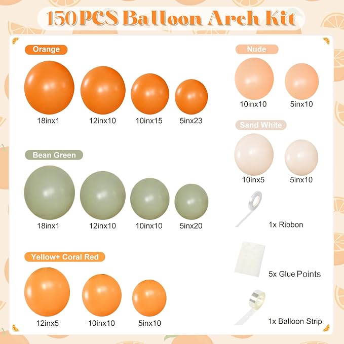 CROSSFINGERS Orange Baby Shower Decorations, Sage Green Balloon Arch Kit | Sand - Image 8