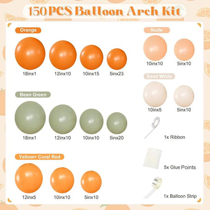 CROSSFINGERS Orange Baby Shower Decorations, Sage Green Balloon Arch Kit | Sand - Image 8