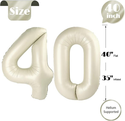 Cream Number 40 Balloon 40 Inch - Image 5