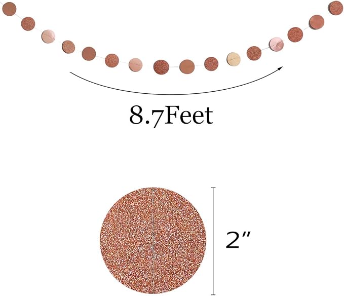 TTSAM 6 Pcs Rose Gold Paper Circle Dots Garland, 52 Feet, Bachelorette - Image 6