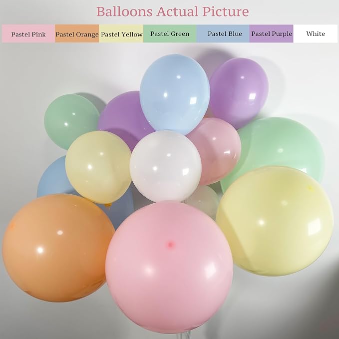 156PCS Pastel Balloon Garland Arch Kit, Macaron Balloons in Pink, Rainbow Party - Image 3