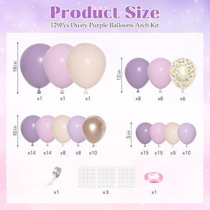 Ouddy Party Dusty Purple Balloon Arch Garland Kit 18 12 10 5Inch | Different - Image 2