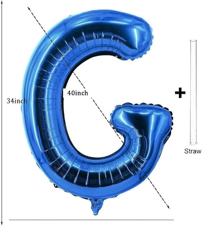 Letter Balloons 40 Inch Blue Giant Alphabet Balloons Letter G | Foil Mylar Big - Image 2