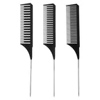 3Pcs Highlighting Comb Professional Hair Dye Combs 3 Sizes Highlight Comb Weaving Combs with Long Stainless Steel Rat Tail for Home and Salon(Black)
