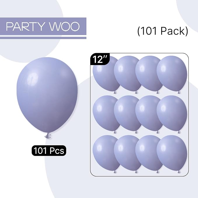 PartyWoo Dusty Blue Balloons 101pcs Boho Dusty Purple Muted Lavender Color | 12 - Image 8