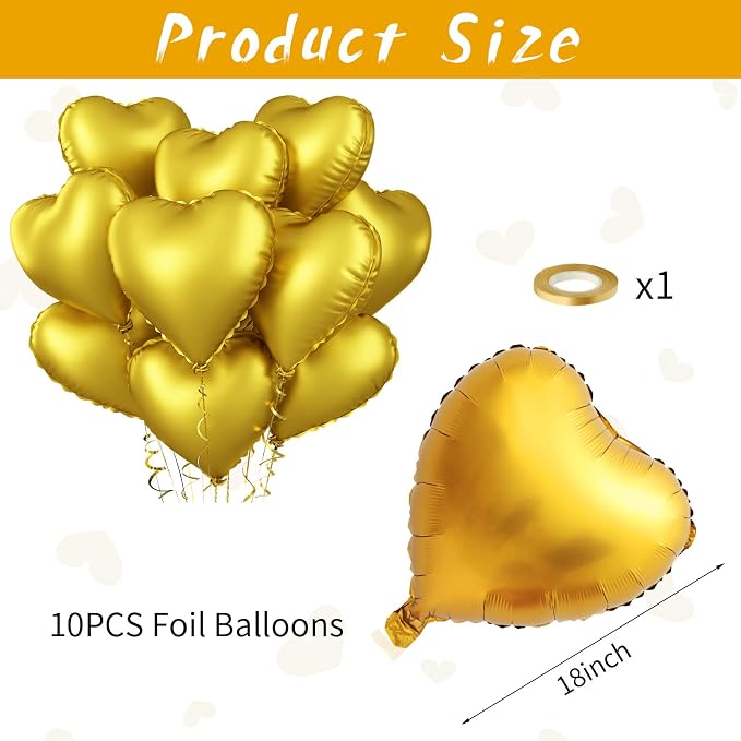 Foil Heart Balloons Gold - Image 2