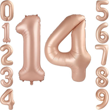 40 Inch Caramel Foil Number 14 Balloon by TNCDJKPA